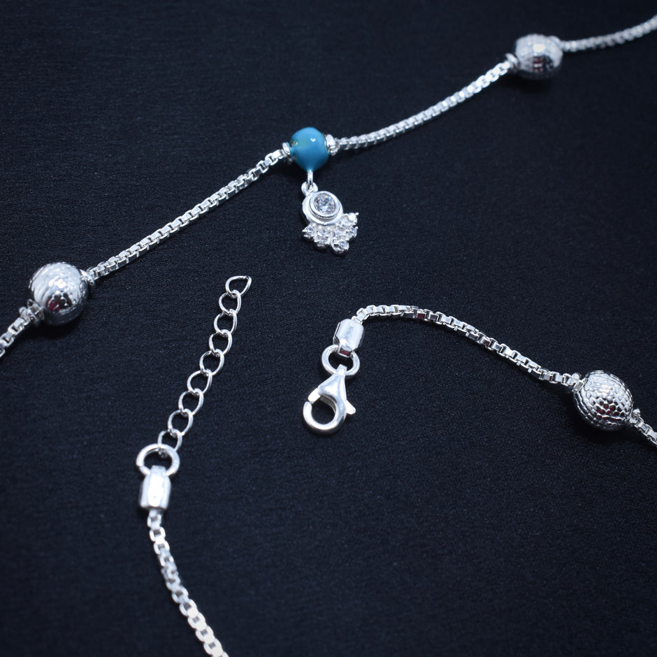 Turquoise Bloom 925 Silver Anklet