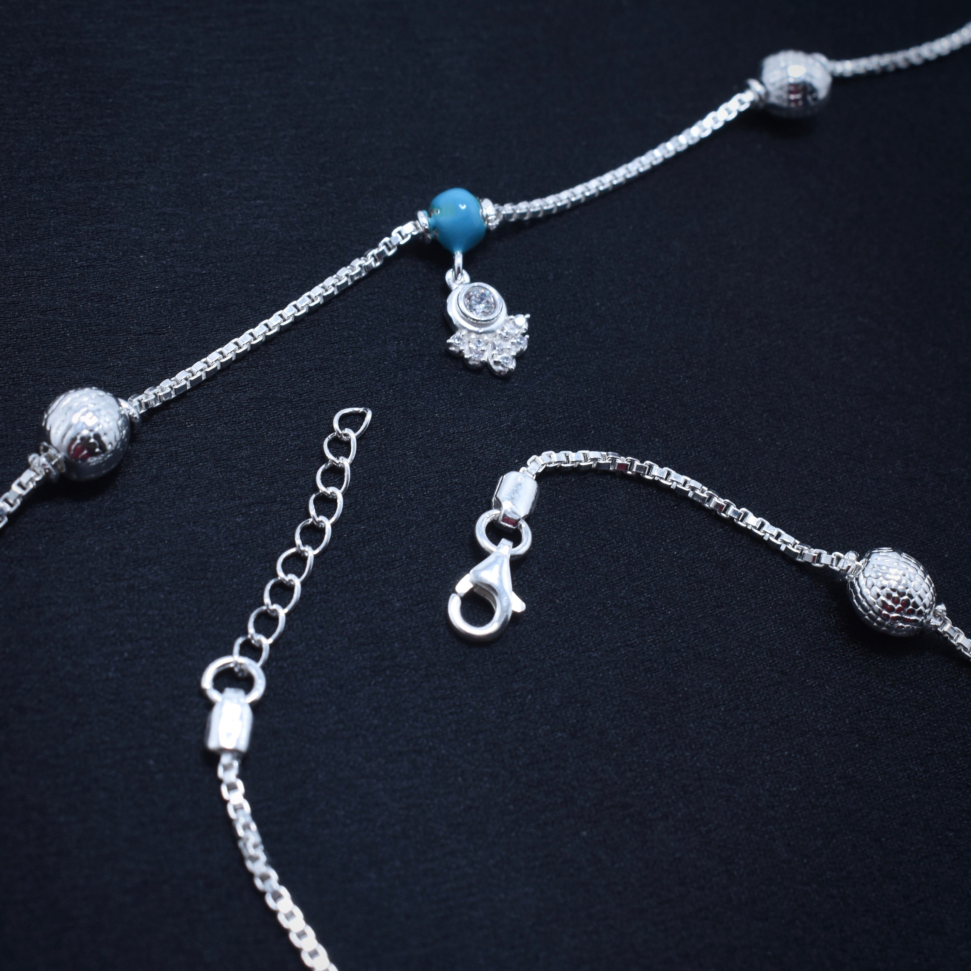 Turquoise Swirl Silver Anklet