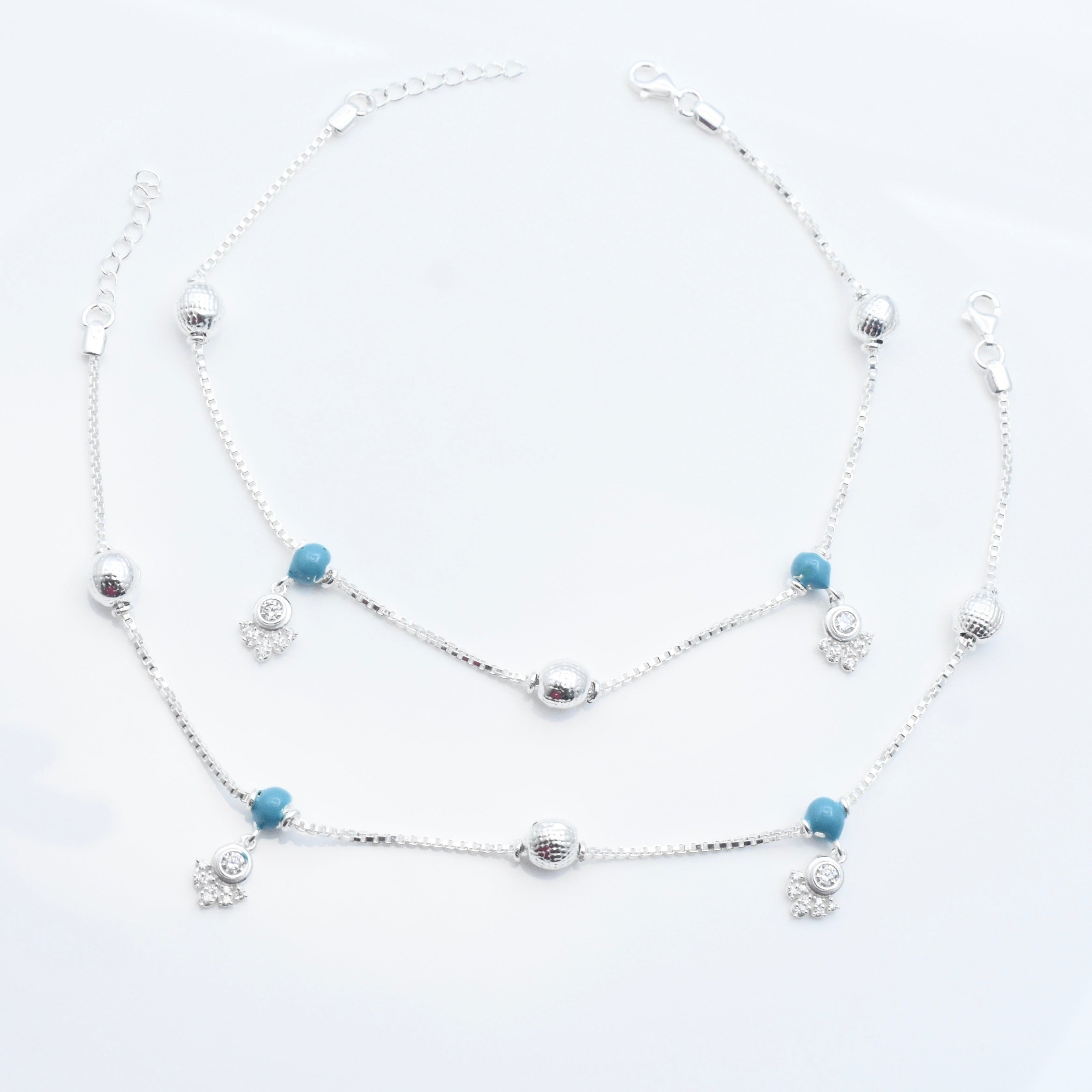 Turquoise Swirl Silver Anklet