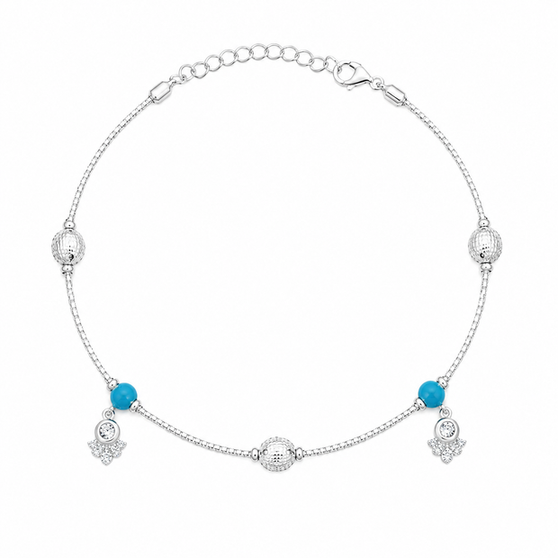 Turquoise Bloom 925 Silver Anklet