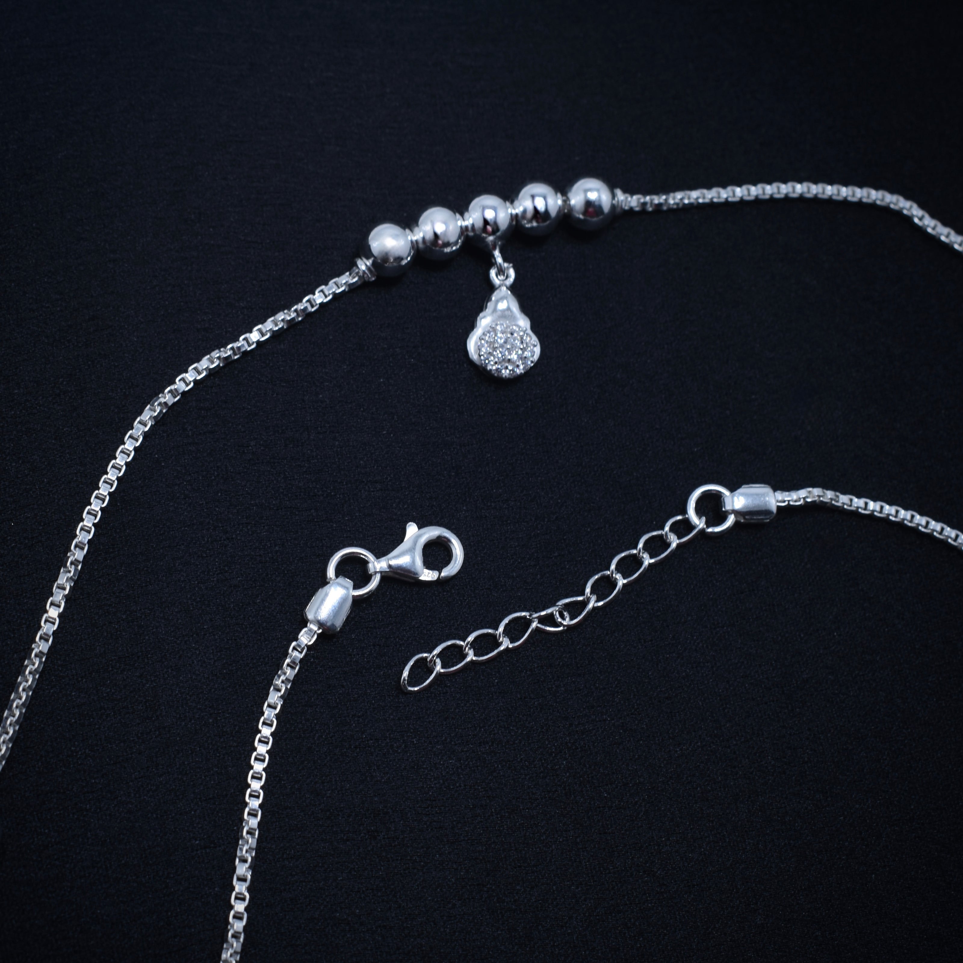 Pear Pavé Dangler 925 Silver Anklet