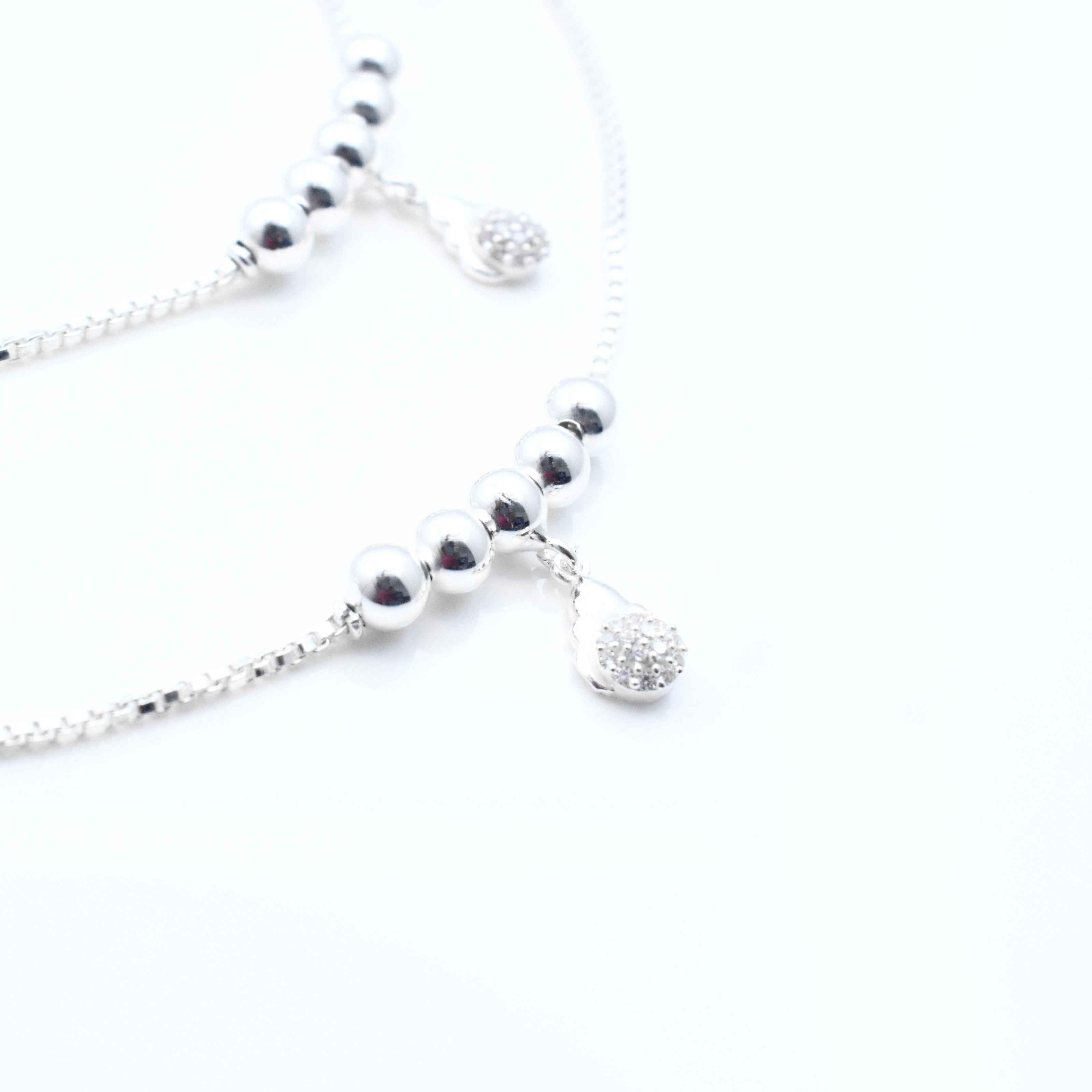 Pear Pavé Dangler 925 Silver Anklet