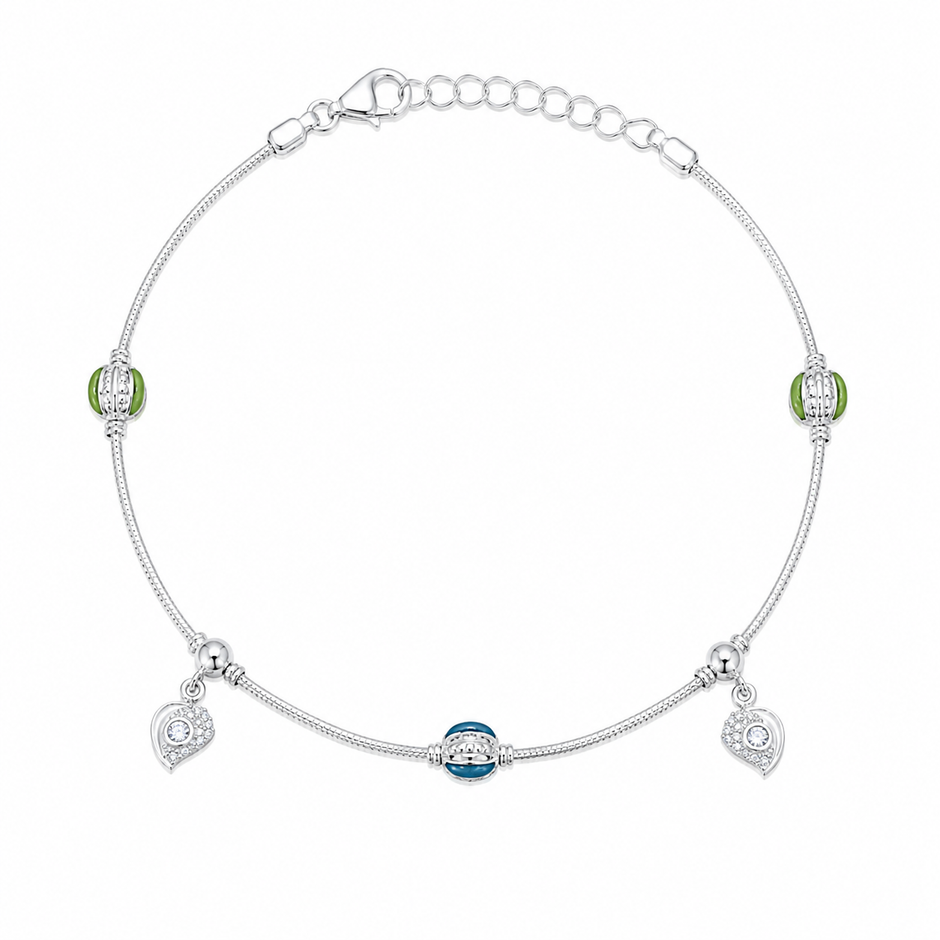 Garden Heart 925 Silver Anklet