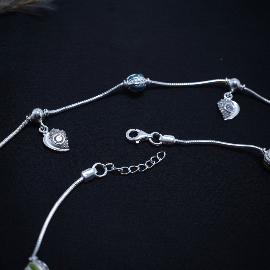 Garden Heart 925 Silver Anklet