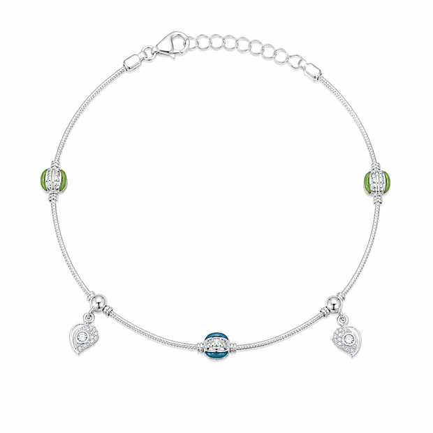 Garden Heart 925 Silver Anklet