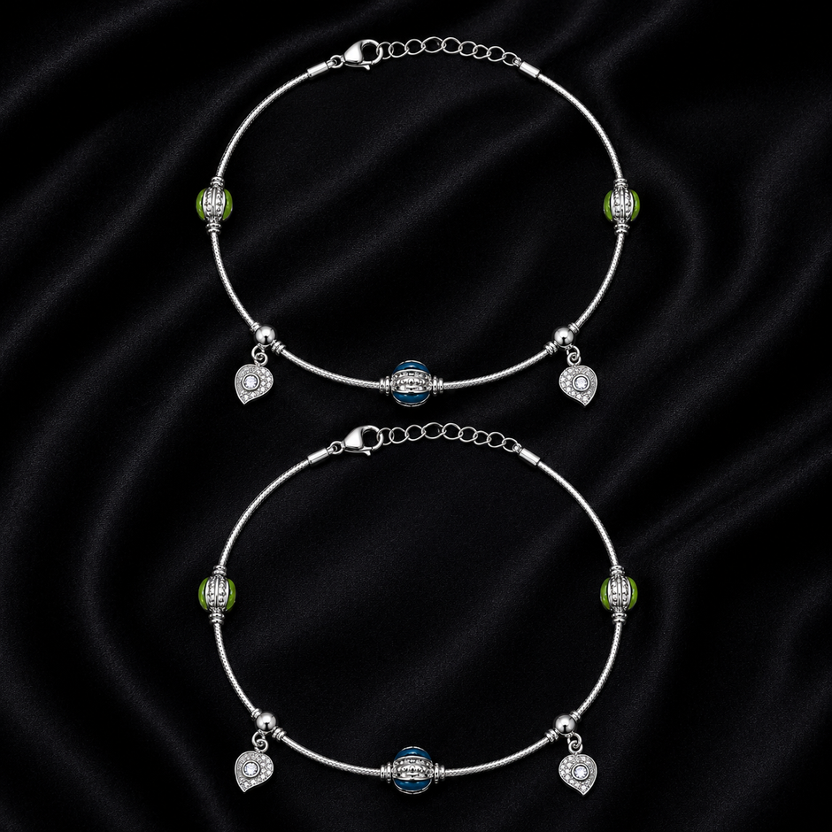 Garden Heart 925 Silver Anklet