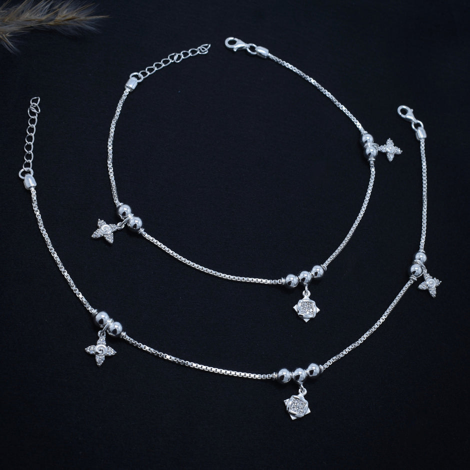 Star Charm Silver Anklet