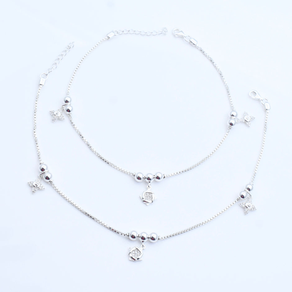 Star Charm Silver Anklet