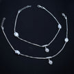 Elegant Beaded Charm Chain Silver Anklet