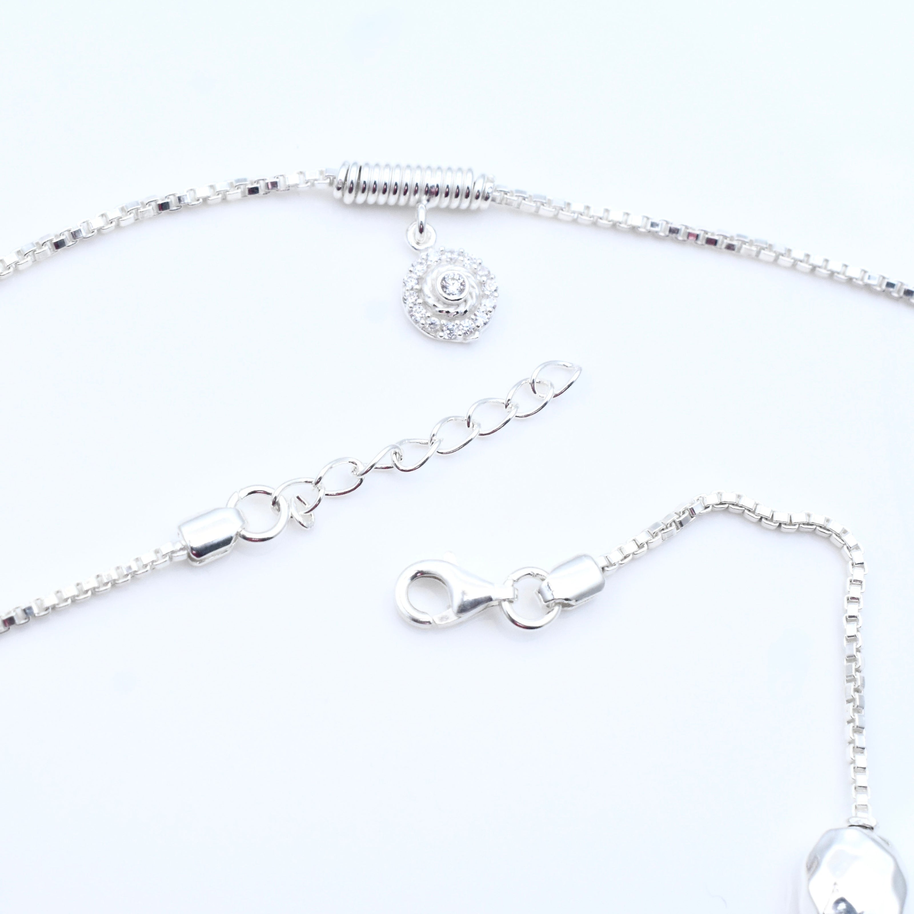 Elegant Beaded Charm Chain Silver Anklet