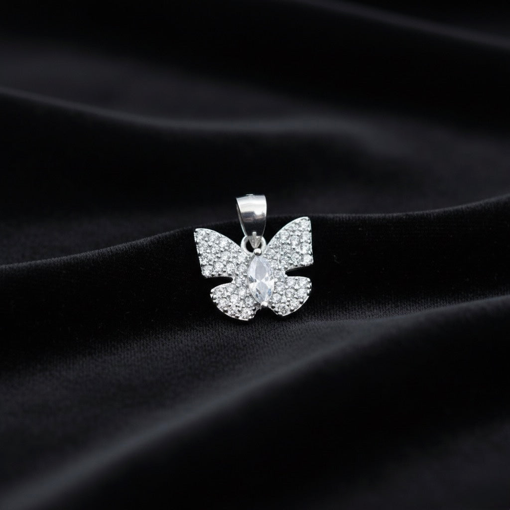 Butterfly Sparkle Silver Pendant Set