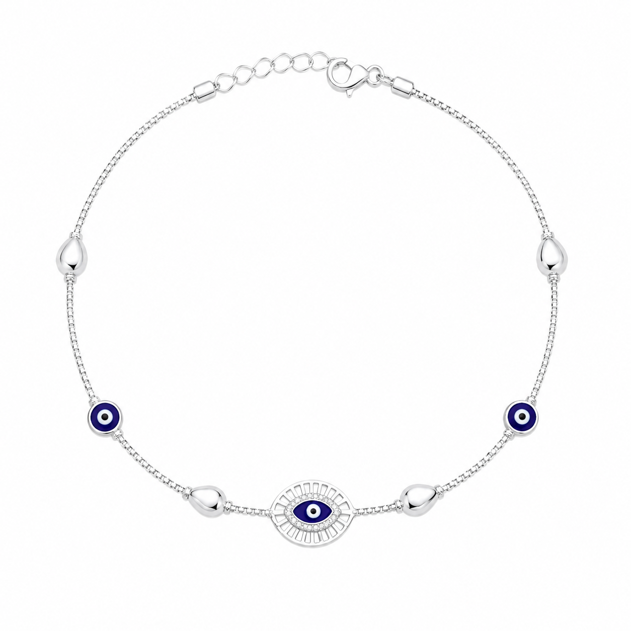 Evil Eye Protective 925 Silver Anklet
