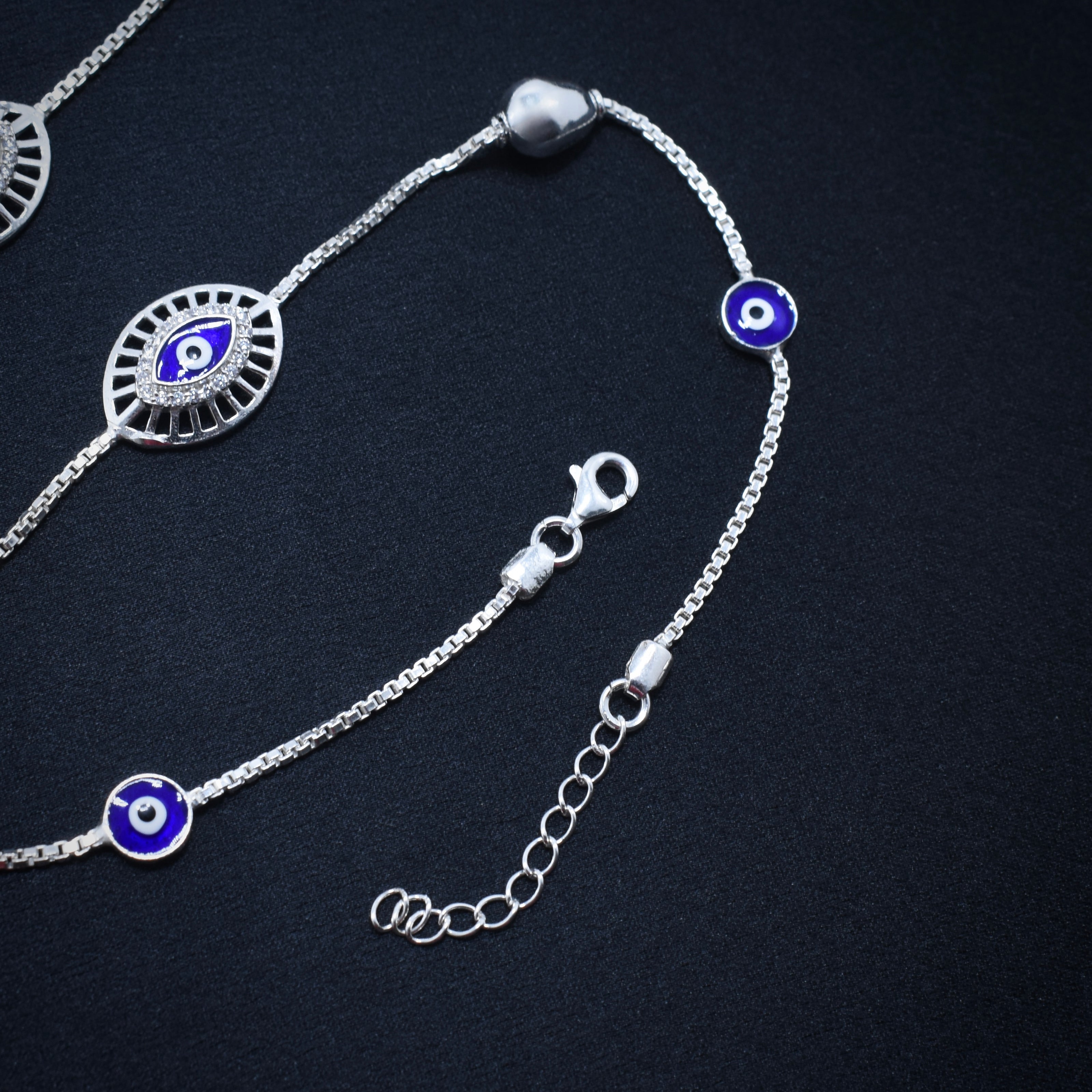 Evil Eye Protective 925 Silver Anklet