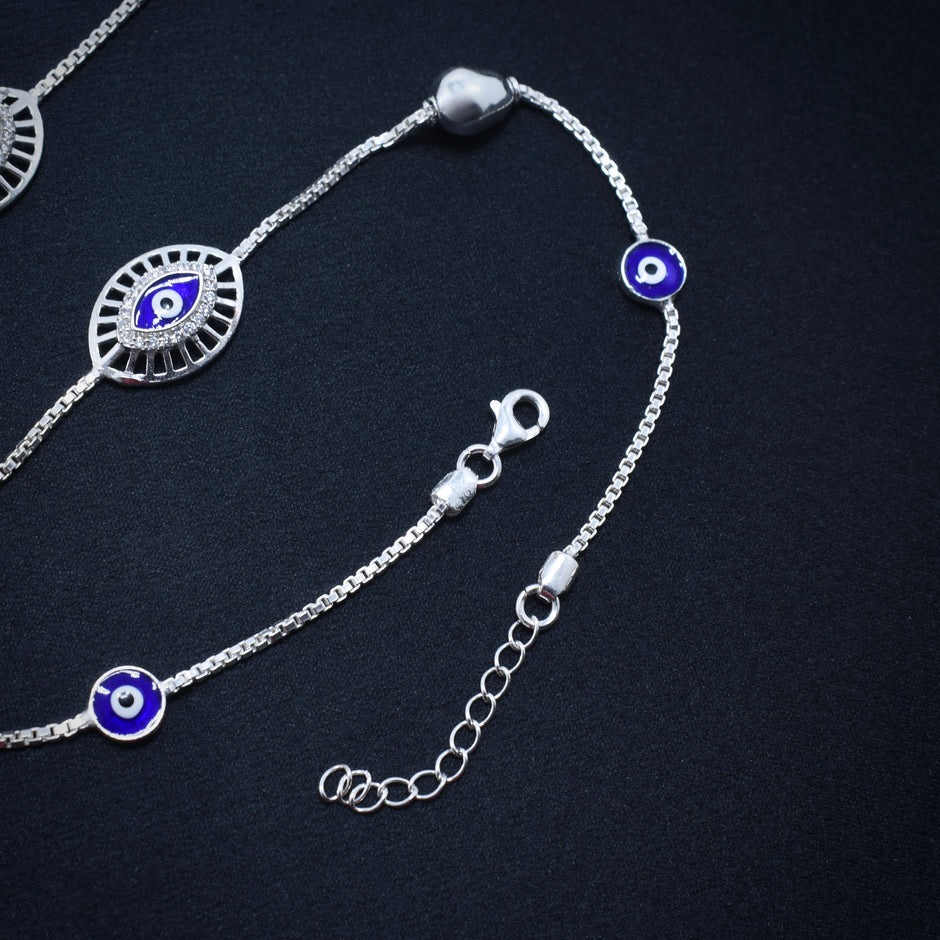 Evil Eye Protective 925 Silver Anklet