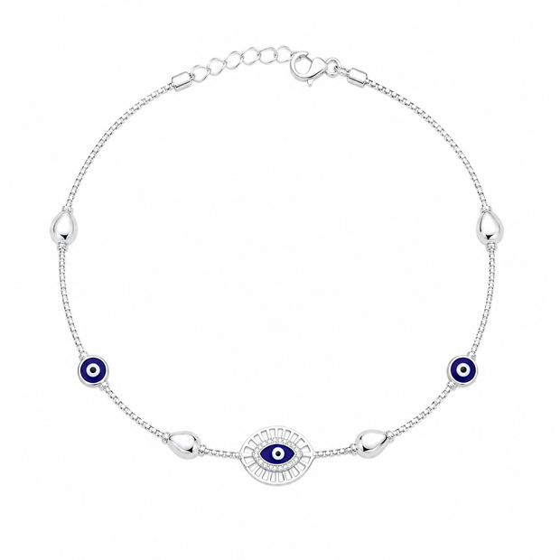 Evil Eye Protective 925 Silver Anklet