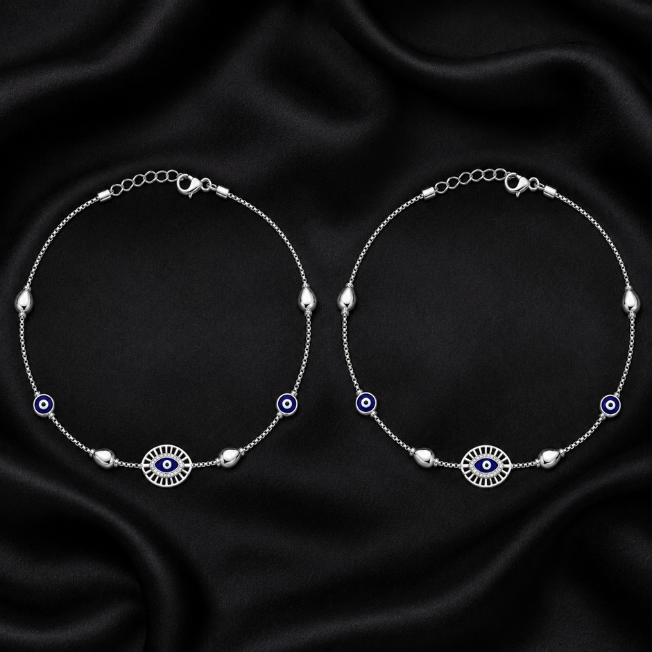 Evil Eye Protective 925 Silver Anklet