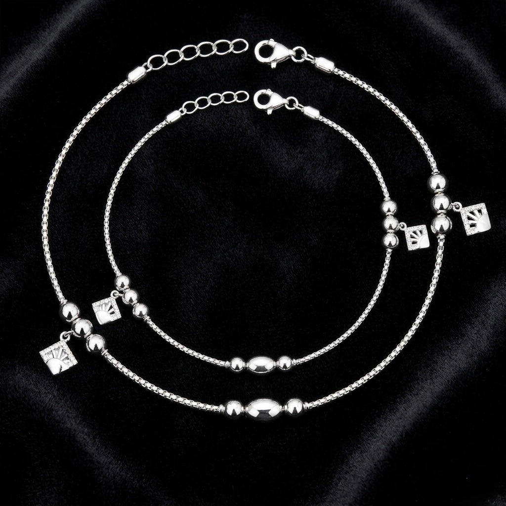 Geometric Sun 925 Silver Anklet