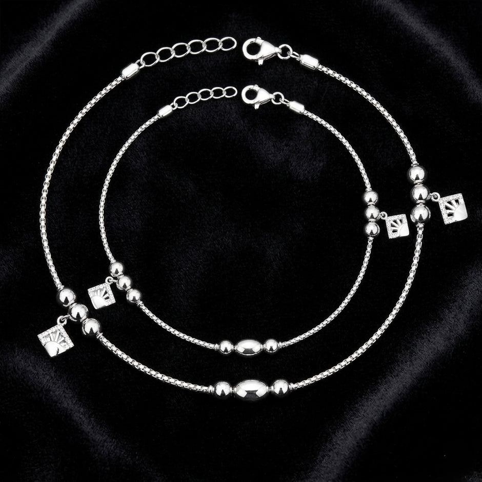 Geometric Sun 925 Silver Anklet