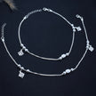 Elegant Beaded Charm Silver Anklet