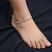 Elegant Beaded Charm Silver Anklet