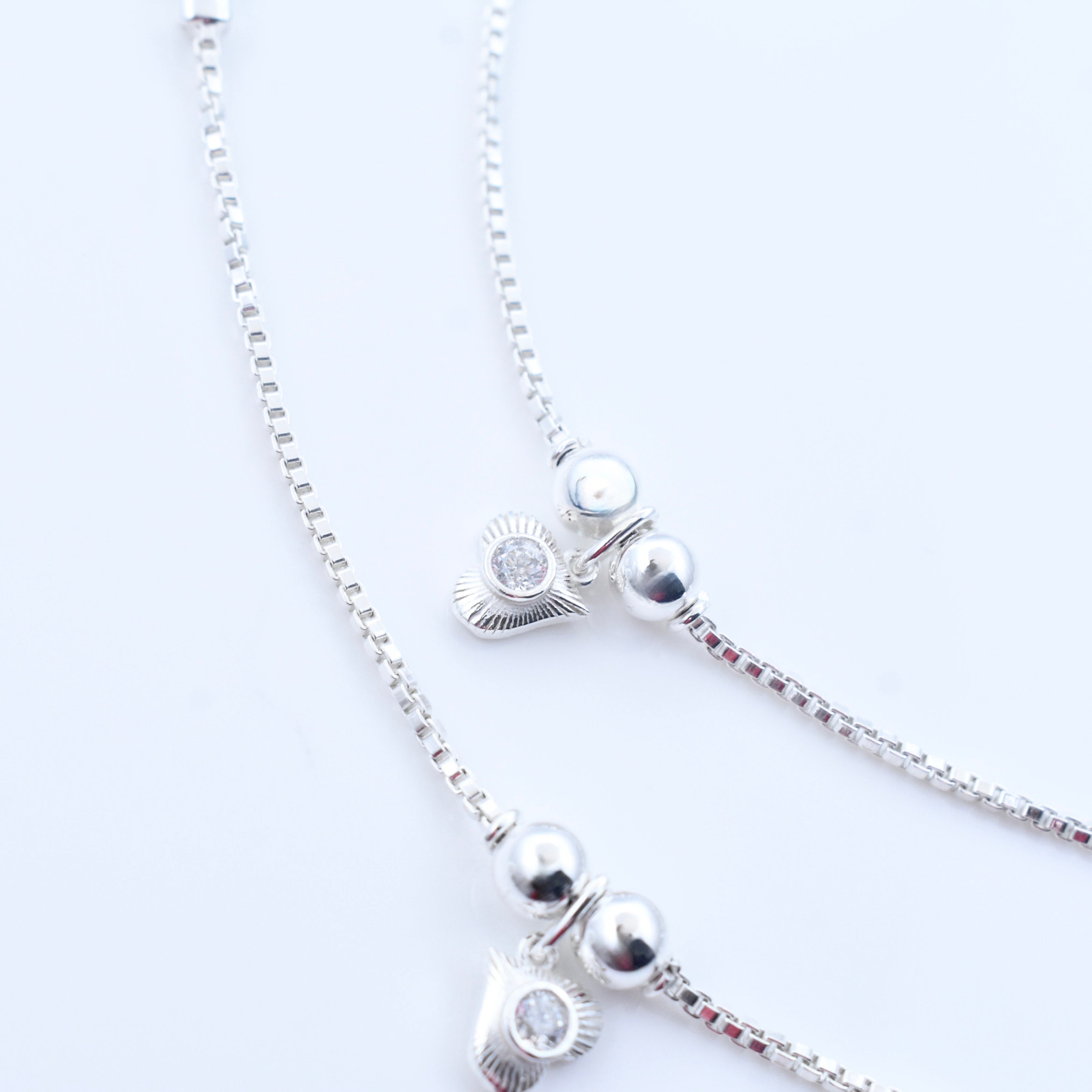 Heart Charm Silver Anklet