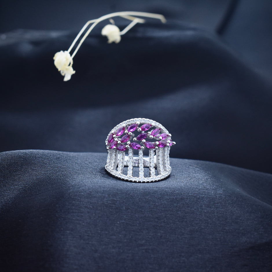 Silver Ruby Net Band Ring