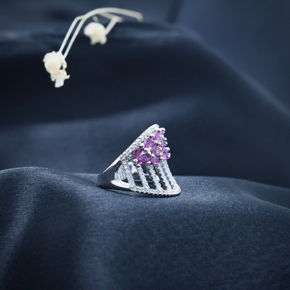 Silver Ruby Net Band Ring