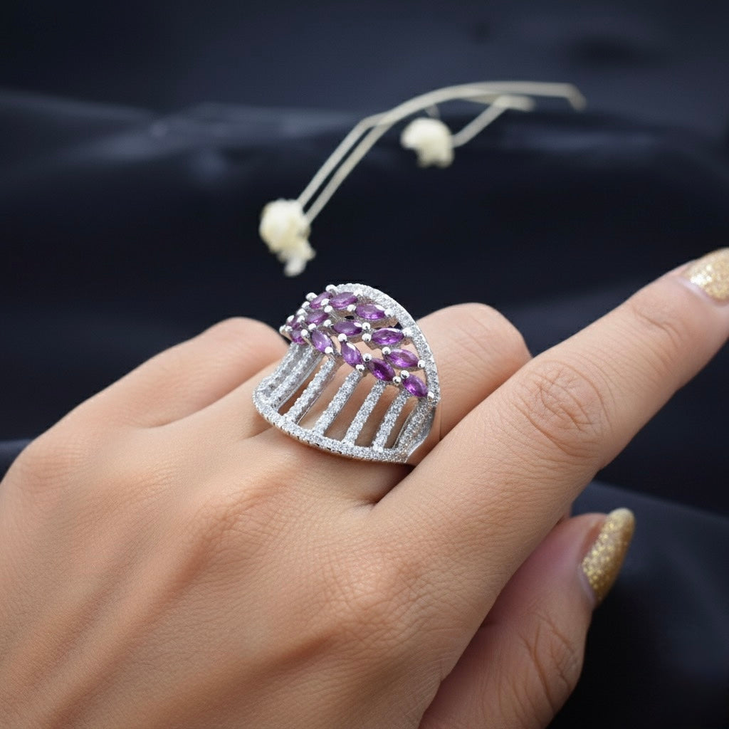 Silver Ruby Net Band Ring