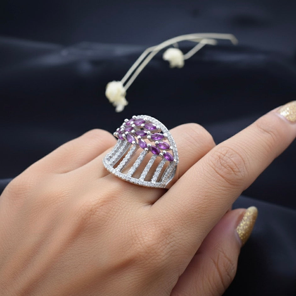 Silver Ruby Net Band Ring