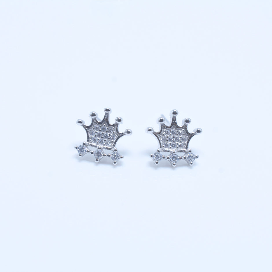Crown Shape Silver Pendant Set