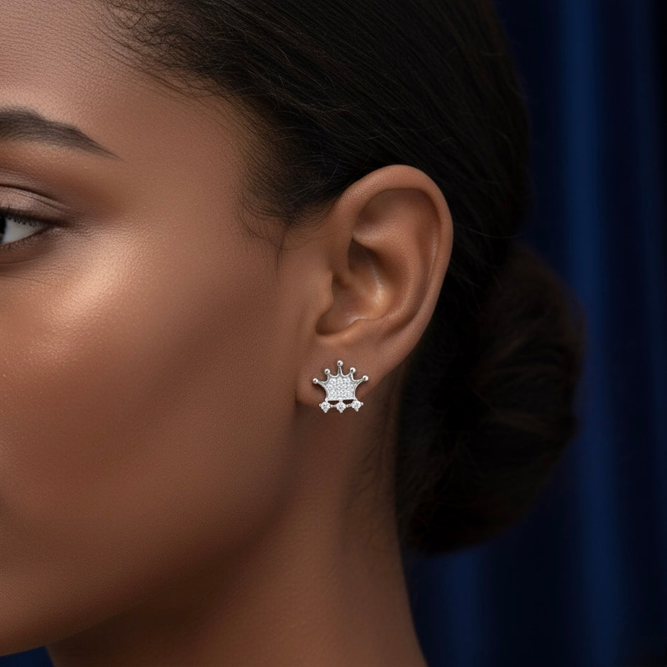 Princess Crown Pendant Set with Chain and Earrings