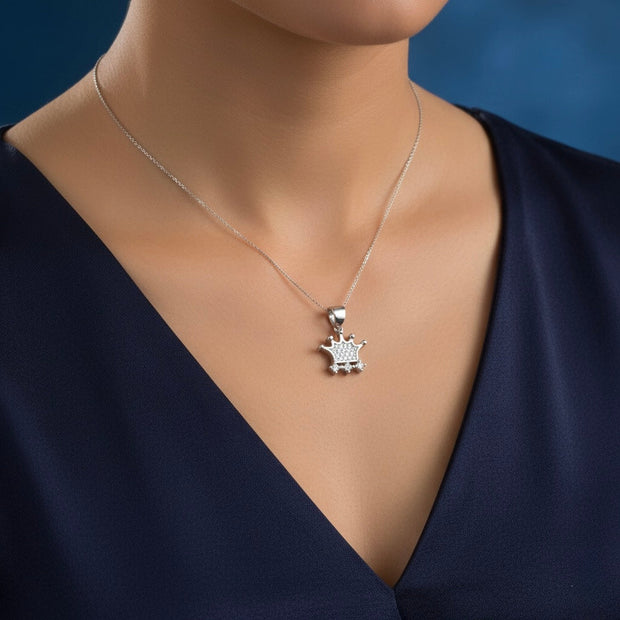 Crown Shape Silver Pendant Set