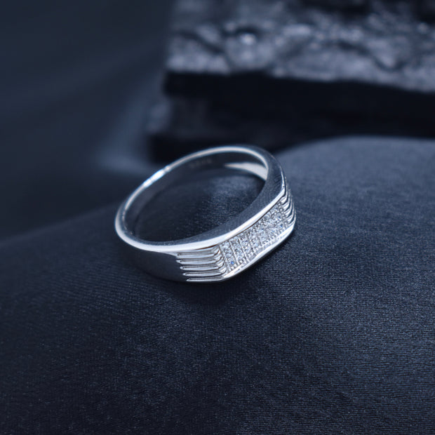 Silver Grooved Block Silver Ring