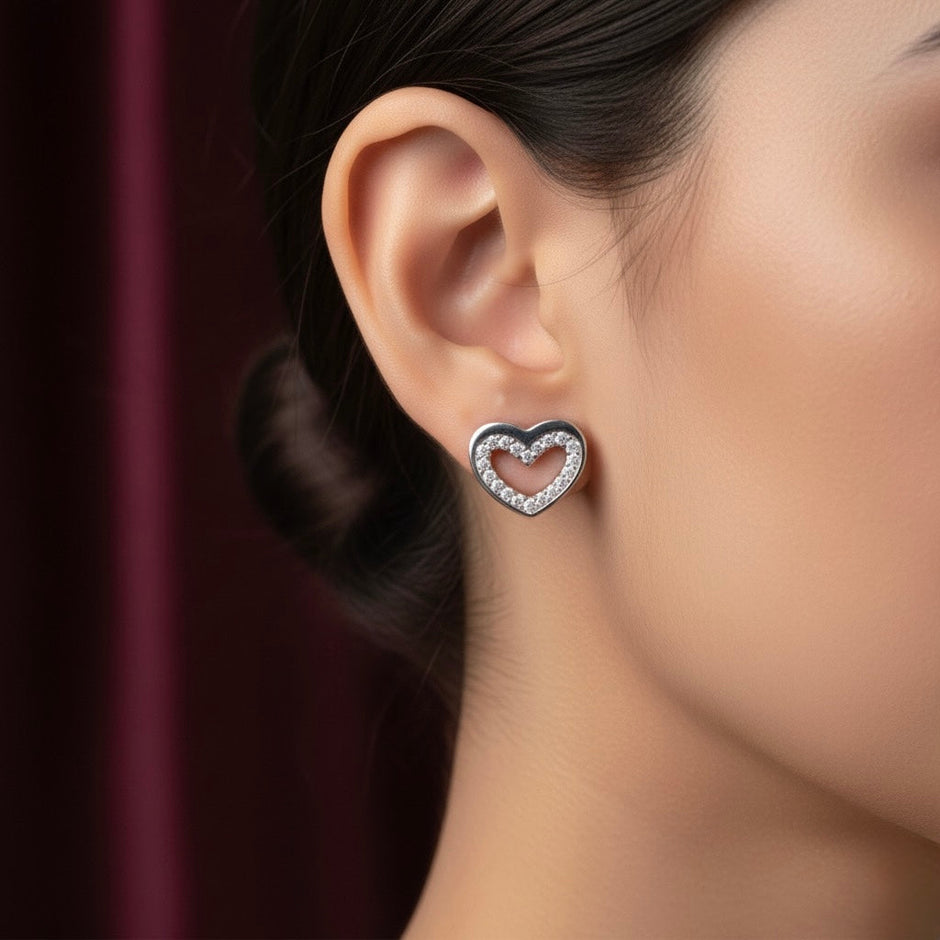 Open Heart Silver Pendant Set