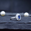 Silver Oval Blue Radiance Ring