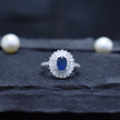 Silver Oval Blue Radiance Ring