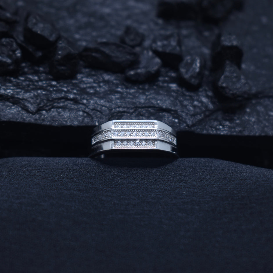 Silver Layered Channel Ring