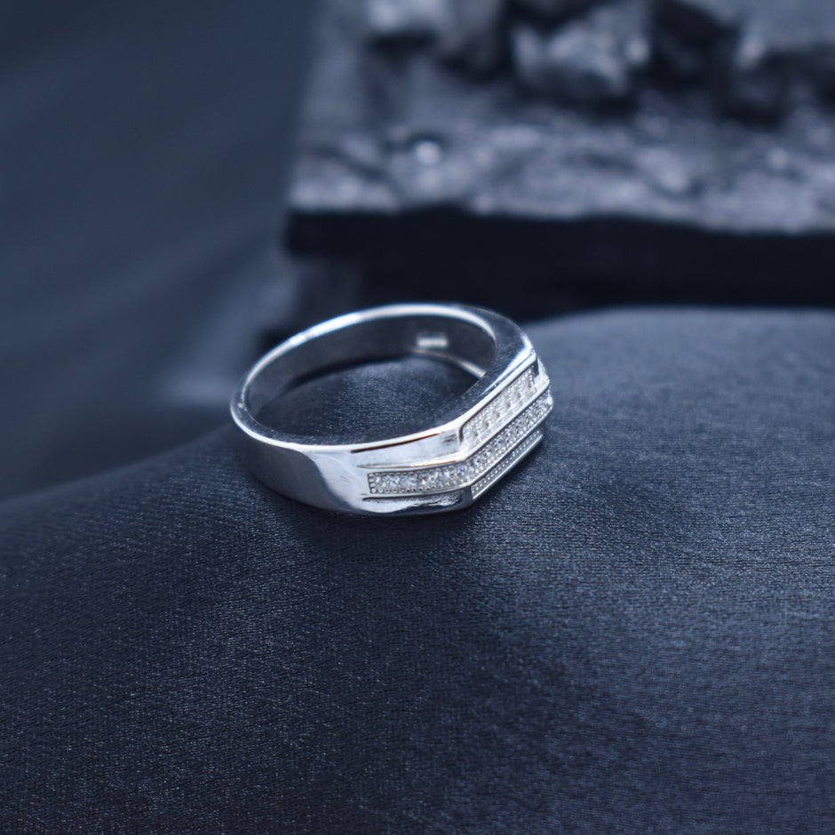 Silver Layered Channel Ring