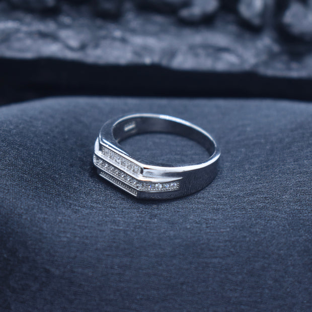 Silver Layered Channel Ring