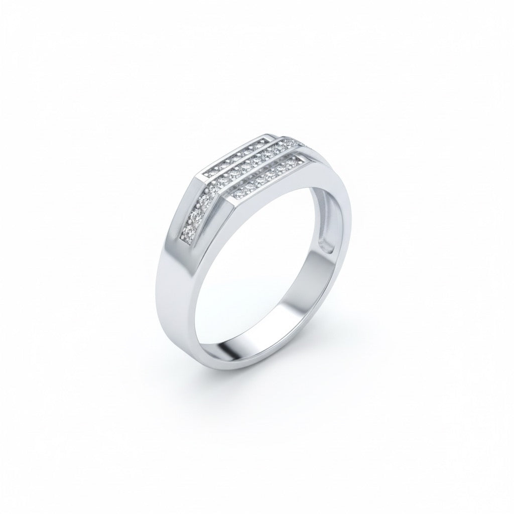 Silver Layered Channel Ring