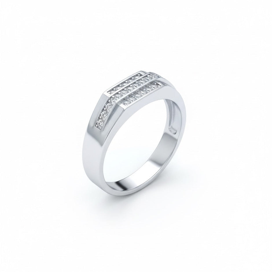 Silver Layered Channel Ring