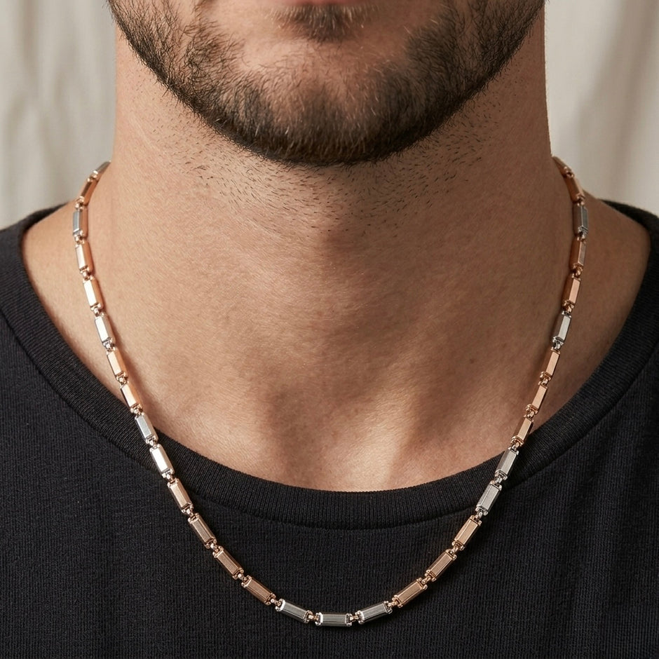 Dual Tone Frosted Cylinder Chain