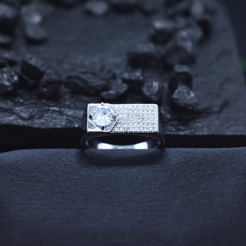 Silver Solitaire Slab Ring