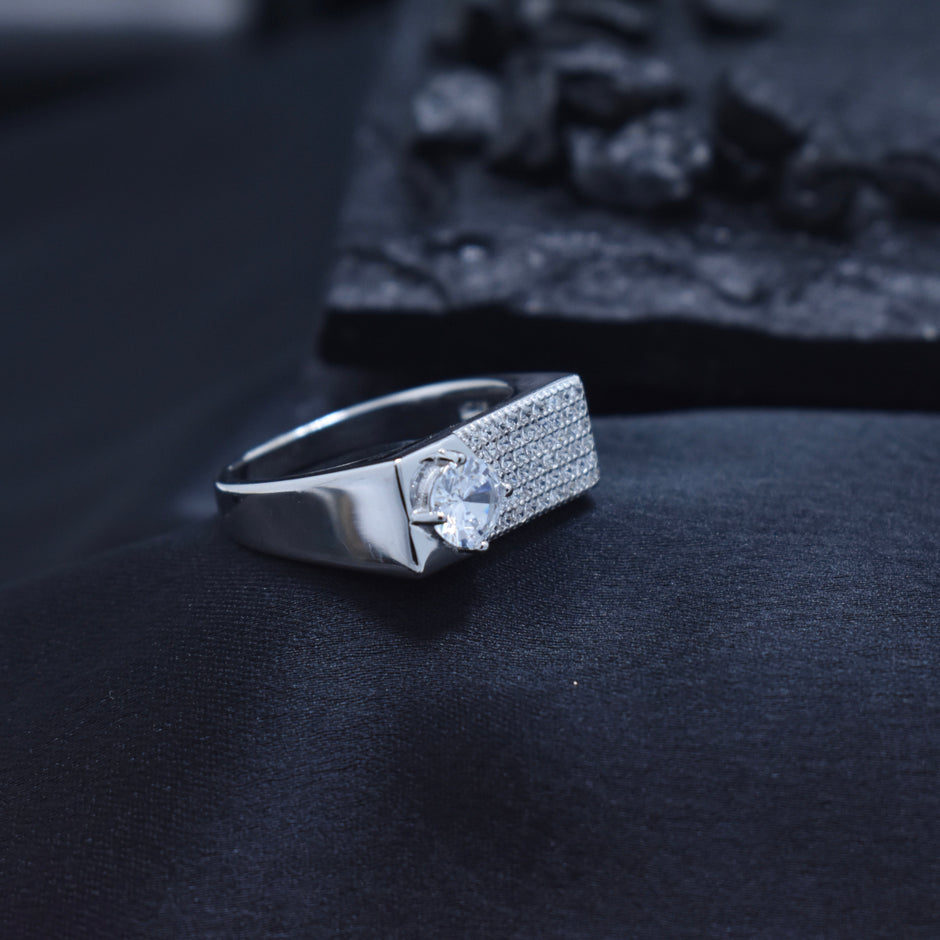 Silver Solitaire Slab Ring