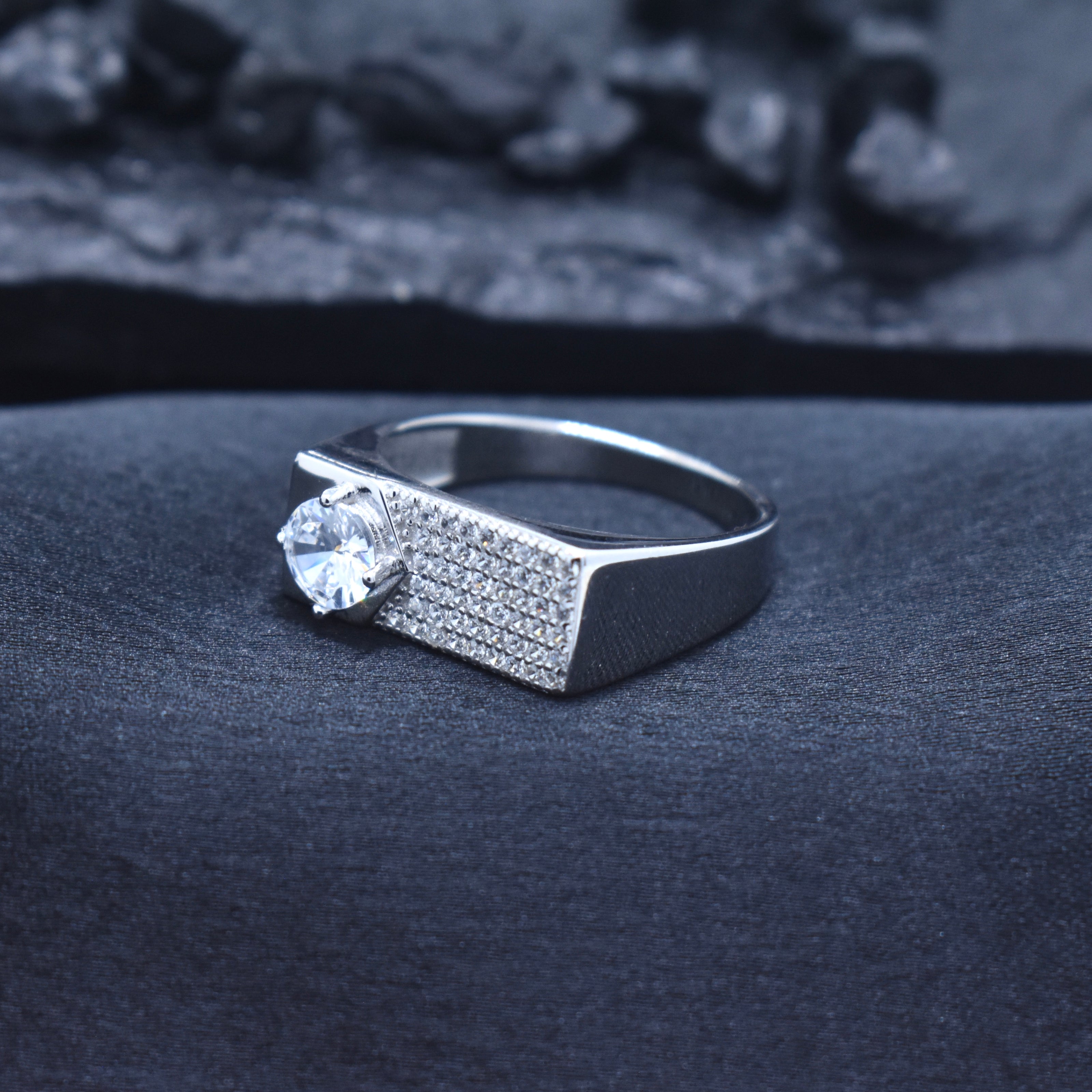 Asymmetric Solitaire Statement Ring