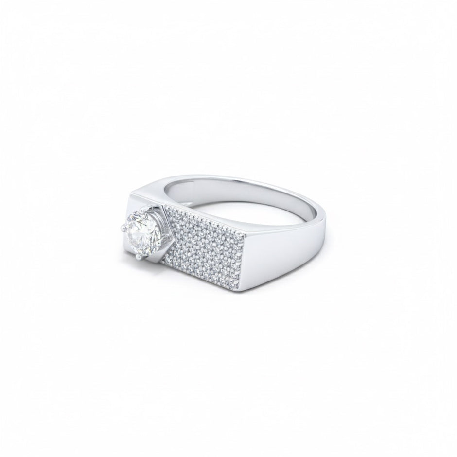 Asymmetric Solitaire Statement Ring
