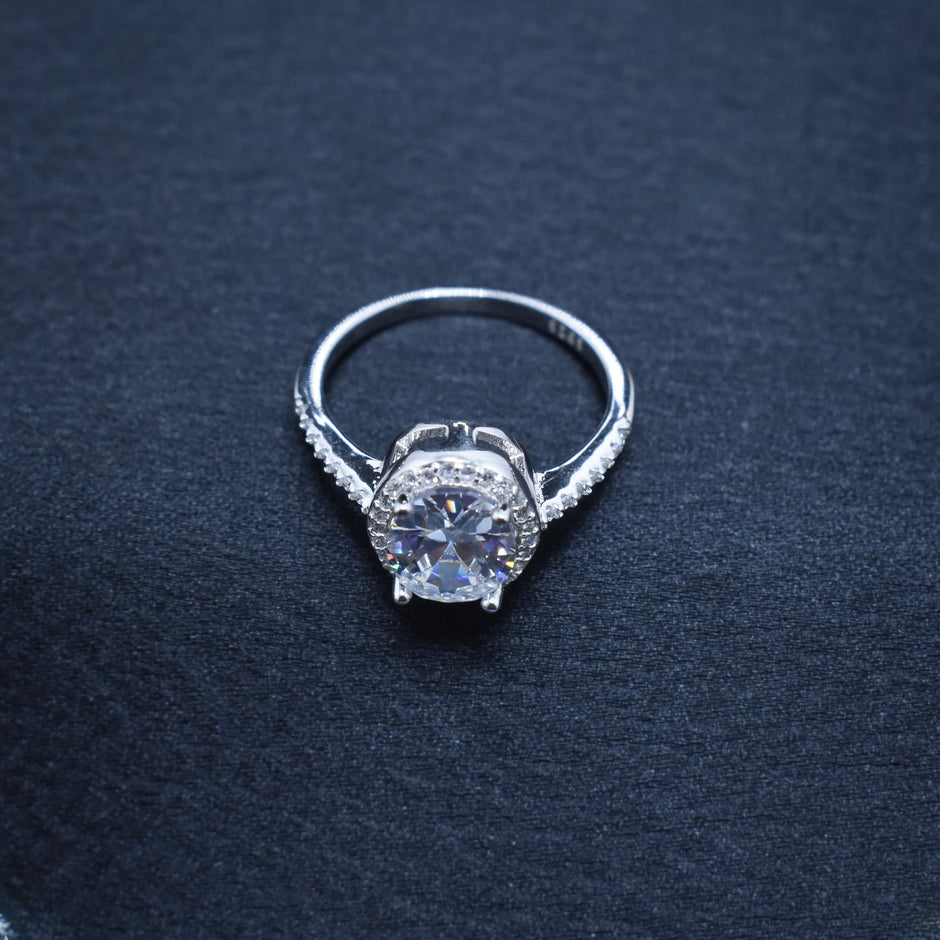 Oval Cluster Necklace Silver Set