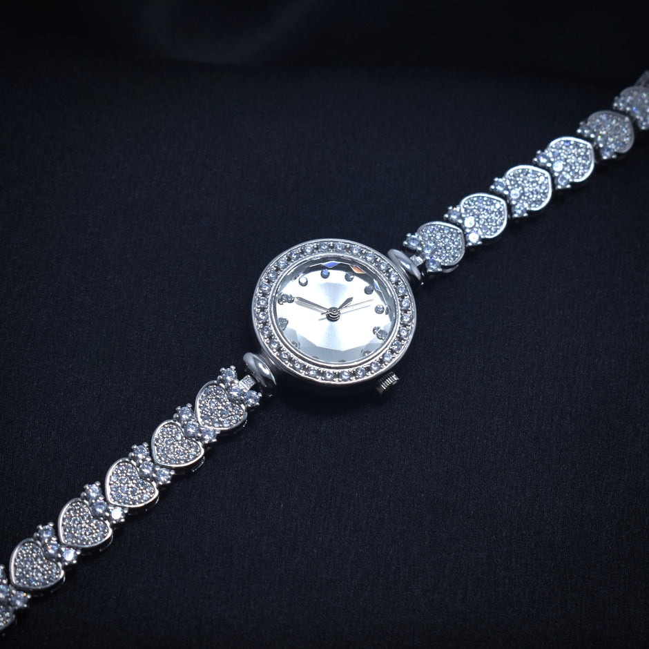 Double Heart Dial Silver watch