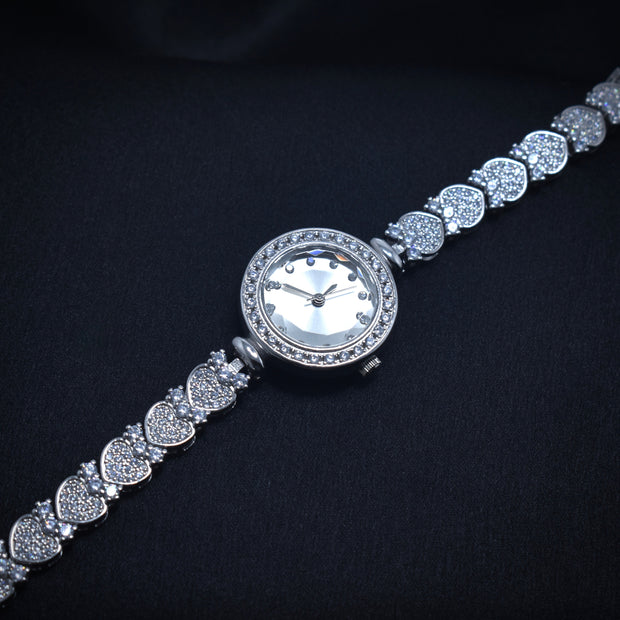 Double Heart Dial Silver watch