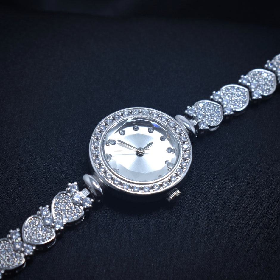 Double Heart Dial Silver watch